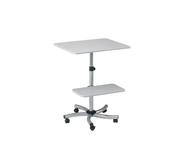 Table de travail mobile Rocada 2 plateaux réglables en mélamine gris