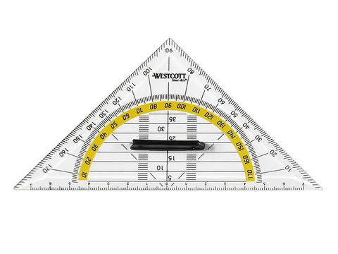 Geodriehoek Westcott 14cm met greep in polybag