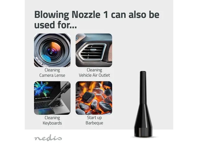 Handstofzuiger / luchtblazer Nedis 90W oplaadbaar zwart