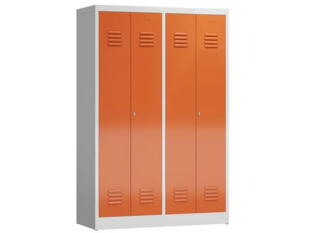 garderobekast HxBxD 1800x1185x500mm 4vak klink RAL7035 RAL3000