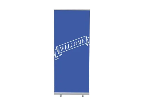 Roll-Banner 85x200 complete set met print "Welcome" Blauw