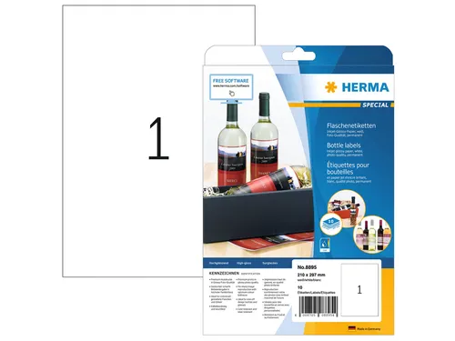 HERMA 8895 Inkjet etiketten A4 210x297mm Glossy Wit 10 stuks