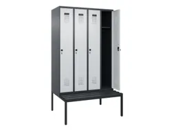 locker met bank,HxBxD 2120x1200x815mm,4vak,vak B 300mm,draaigrendel