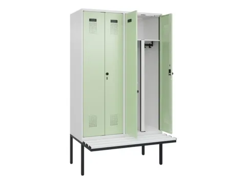 PBM-locker met bank,HxBxD 2120x1200x815mm,4vak,vak B 300mm