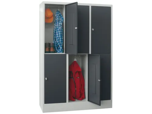 lockerkast,HxBxD 1850x1200x500mm,3x2vakken,RAL7035,front RAL7016