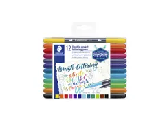 Brushpen Staedtler 3004 lettering duo 0.5-6mm blister à 12st ass