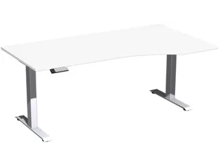 In hoogte verstelbaar bureau in vrije vorm,HxBxD 630-1280x1800x1000mm - 1