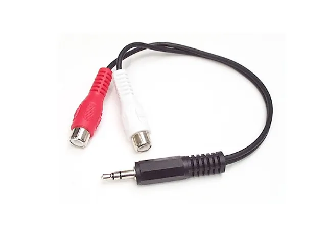 15cm stereo/audiokabel 3,5 mm mannelijk naar 2x RCA vrouwelijk