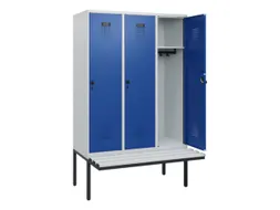 locker met bank,HxBxD 1950x1200x815mm,3vak,vak B 400mm,draaigrendel