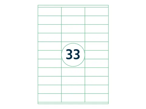 Etiketten Zelfklevend Wit 33 op A4 70x26mm 1000 Vel