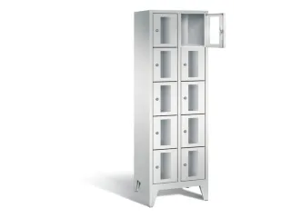 Lockerkast 1850x610x500mm 2x5 vakken Cilinderslot Poten, RAL7035 - 1