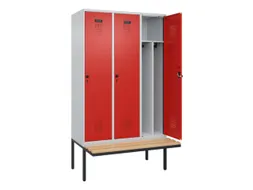 locker met bank,voor scheiding van kleding,HxBxD 2120x1200x815mm,3vak