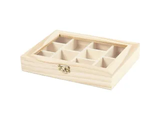 Kist Creativ Company 15.5x20.5x3.5cm Glazen deksel 10 vakken - 1