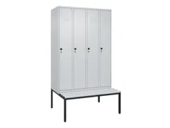locker met bank,HxBxD 2120x1200x815mm,4vak,vak B 300mm,draaigrendel