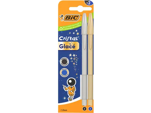 BIC Cristal Glacé Balpen Medium Goud en Zilver Blister à 2 Stuks