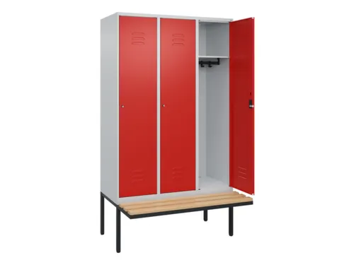 locker met bank,HxBxD 2120x1200x815mm,3vak,vak B 400mm,cil.-slot