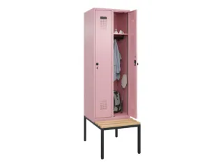locker met bank,HxBxD 2120x600x815mm,2vak,vak B 300mm,draaigrendel - 1
