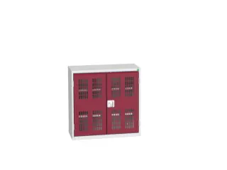 wandkast 800x800x350mm 2xStalen bodem sokkel Ral 7035 front Ral 3004 - 1