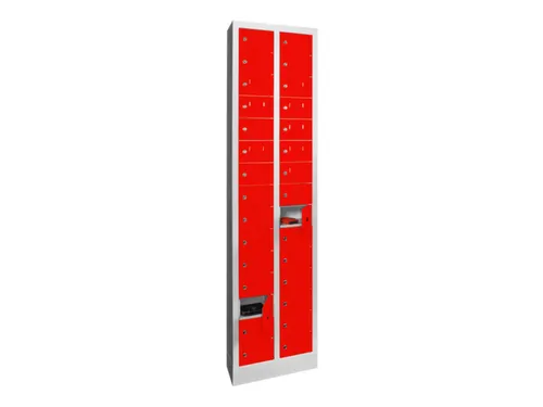 lockerkast,HxBxD 1950x460x200mm,2x15vakken,RAL7035,front RAL3000