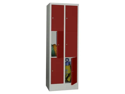 lockerkast,HxBxD 1850x600x500mm,2x3vakken,RAL7035,front RAL3000