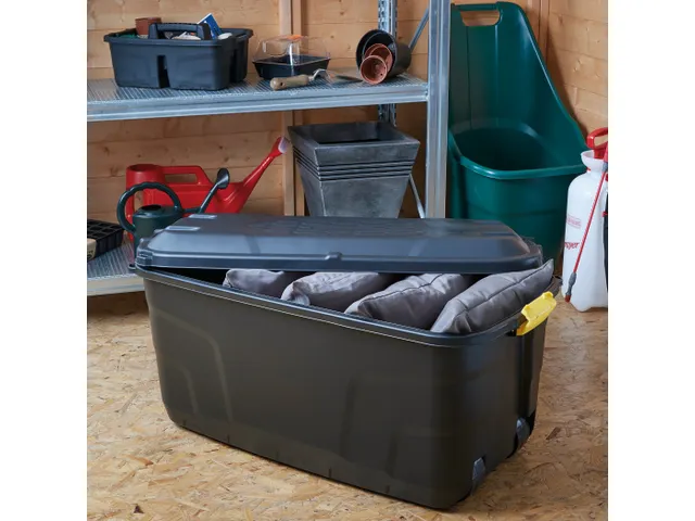 Caisse de rangement robuste 145L avec roulettes Noir