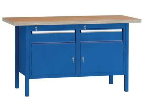 werkbank,HxBxD 840x1500x700mm,onderstel RAL5010,fronten RAL5010