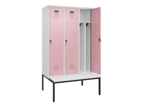 locker met bank,voor scheiding van kleding,HxBxD 2120x1200x815mm,3vak