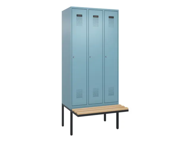 locker met bank,voor scheiding van kleding,HxBxD 2120x900x815mm,3vak
