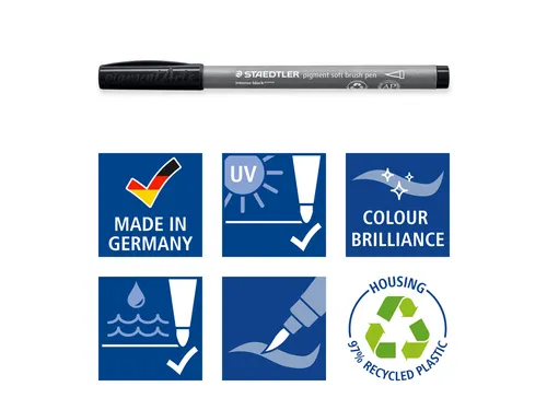 Brushpen Staedtler pigment pen etui à 6 grijze kleuren