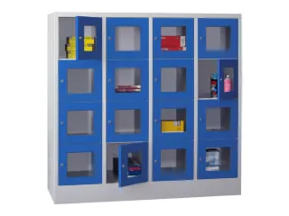 lockerkast,HxBxD 1518x1600x500mm,4x4vakken,RAL7035,front RAL5010 - 2