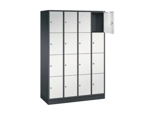 lockerkast,RAL 7021/RAL 7035,HxBxD 1950x1220x500mm,4x4vakken,cil.-slot