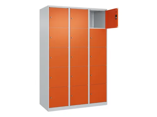 lockerkast,HxBxD 1850x1200x500mm,3x5vakken,vak B 400mm,cil.-slot
