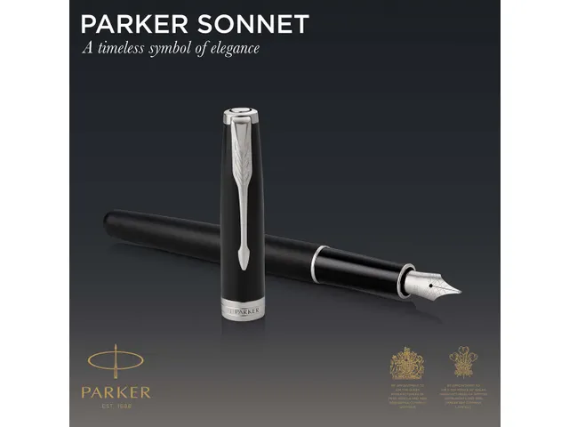 Parker Sonnet vulpen Matte Black GT medium punt in Giftbox