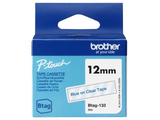 Brother BTAG-133 labelprinter tape Blauw op transparant - 1
