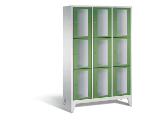 lockerkast 1850x1200x500mm 3x3 vakken Cilinderslot Poten, RAL7035 - 2