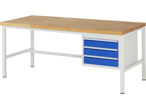 werkbank,HxBxD 840-1040x2000x900mm,beukblad,draagverm. 1250kg,4voeten