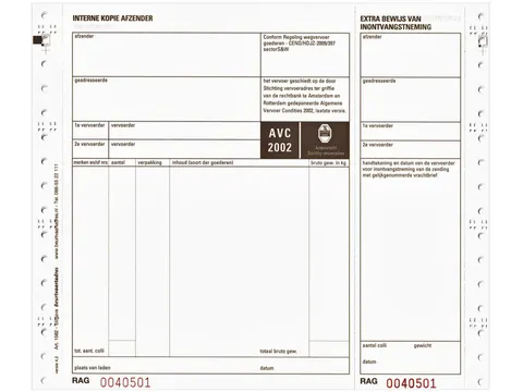 Vrachtbrief IEZZY BVA 1562 240x200mm 4voud 100stuks