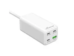 Chargeur rapide MediaRange 100W GaN USB-A USB-C blanc