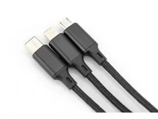 USB-oplaadkabel 1m 3-in-1 Kabel Nylon Gevlochten Zwart - 3