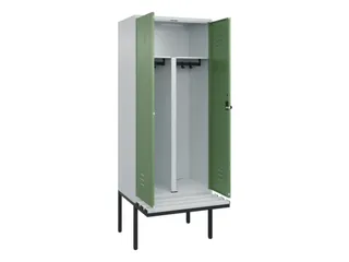 PBM-locker met bank,HxBxD 2120x800x815mm,2vak,vak B 400mm,draaigrendel - 2