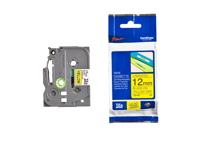 Ruban de lettrage Brother P-Touch TZe-631 standard 12mm noir sur jaune