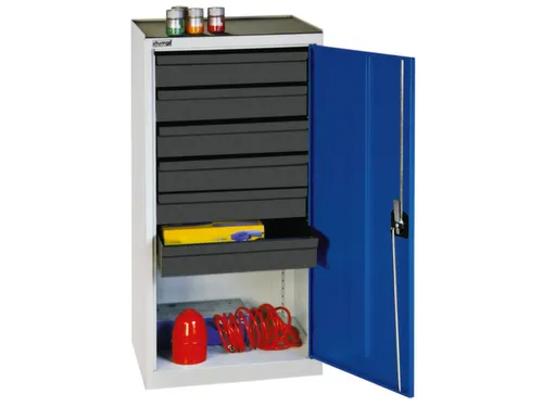 Materiaalkast 1000x500x500mm 6 Laden Lichtgrijs/gentiaanblauw