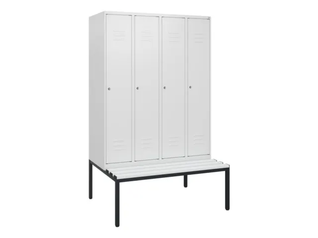 locker met bank,HxBxD 1950x1200x815mm,4vak,vak B 300mm,cil.-slot