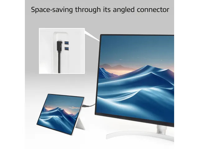 Kabel ACT USB-C standaard naar USB-C hoek boven/beneden 10Gbps 2m