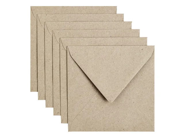 Envelop Papicolor 140x140mm kraft grijs pak à 6 stuks