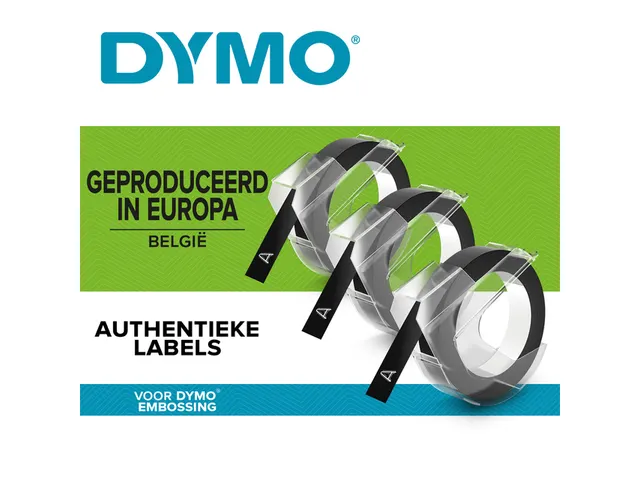 Ruban Dymo rouleau 9mmx3m vinyle brillant prof noir