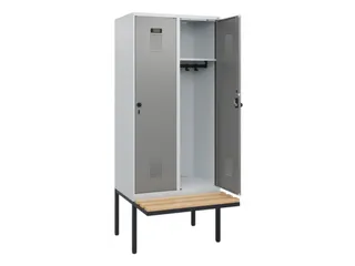 locker met bank,HxBxD 1950x800x815mm,2vak,vak B 400mm,draaigrendel - 1
