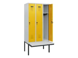 locker met bank,HxBxD 1950x900x815mm,3vak,vak B 300mm,draaigrendel