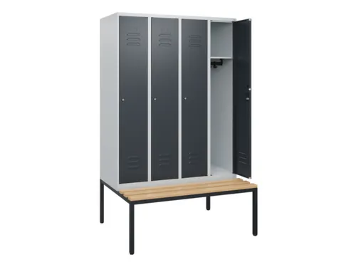 locker met bank,HxBxD 1950x1200x815mm,4vak,vak B 300mm,cil.-slot