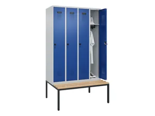 locker met bank,HxBxD 2120x1200x815mm,4vak,vak B 300mm,draaigrendel - 1